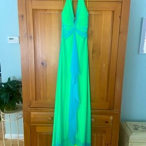 STRIKING NEON HALTER GOWN!!
